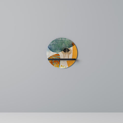 ABSTRACT FACES Round Art Shelf In Black Finish