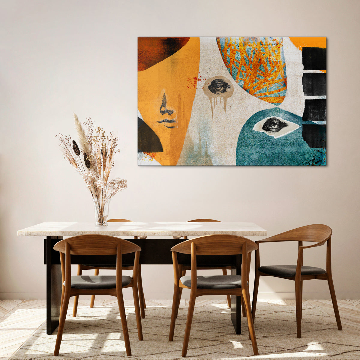 ABSTRACT FACES Cuadro en lienzo horizontal