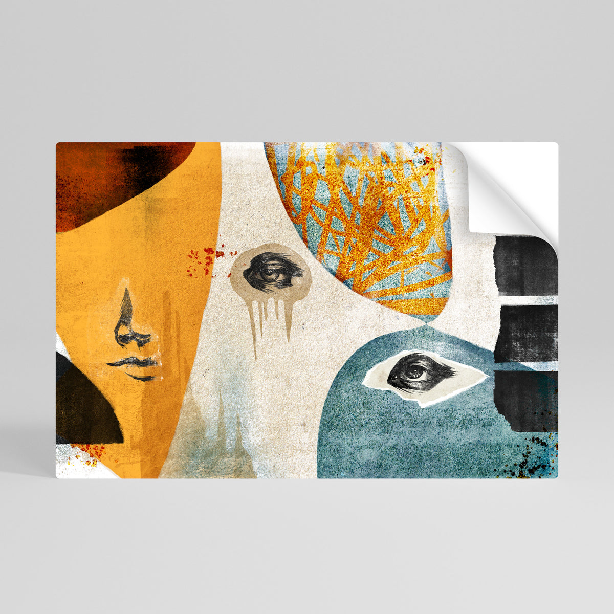 ABSTRACT FACES Póster adhesivo horizontal