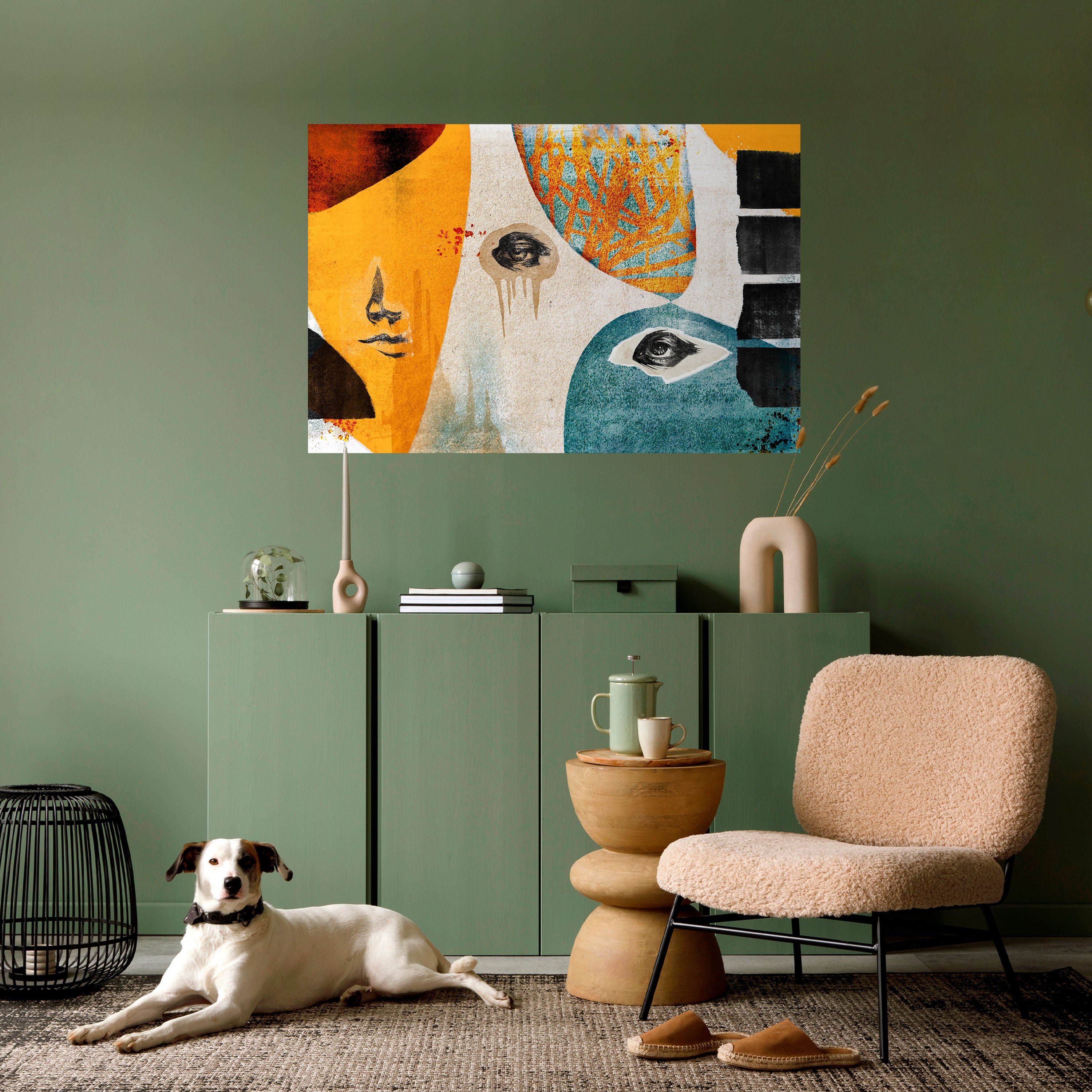 ABSTRACT FACES Peel and Stick Horizontal Poster