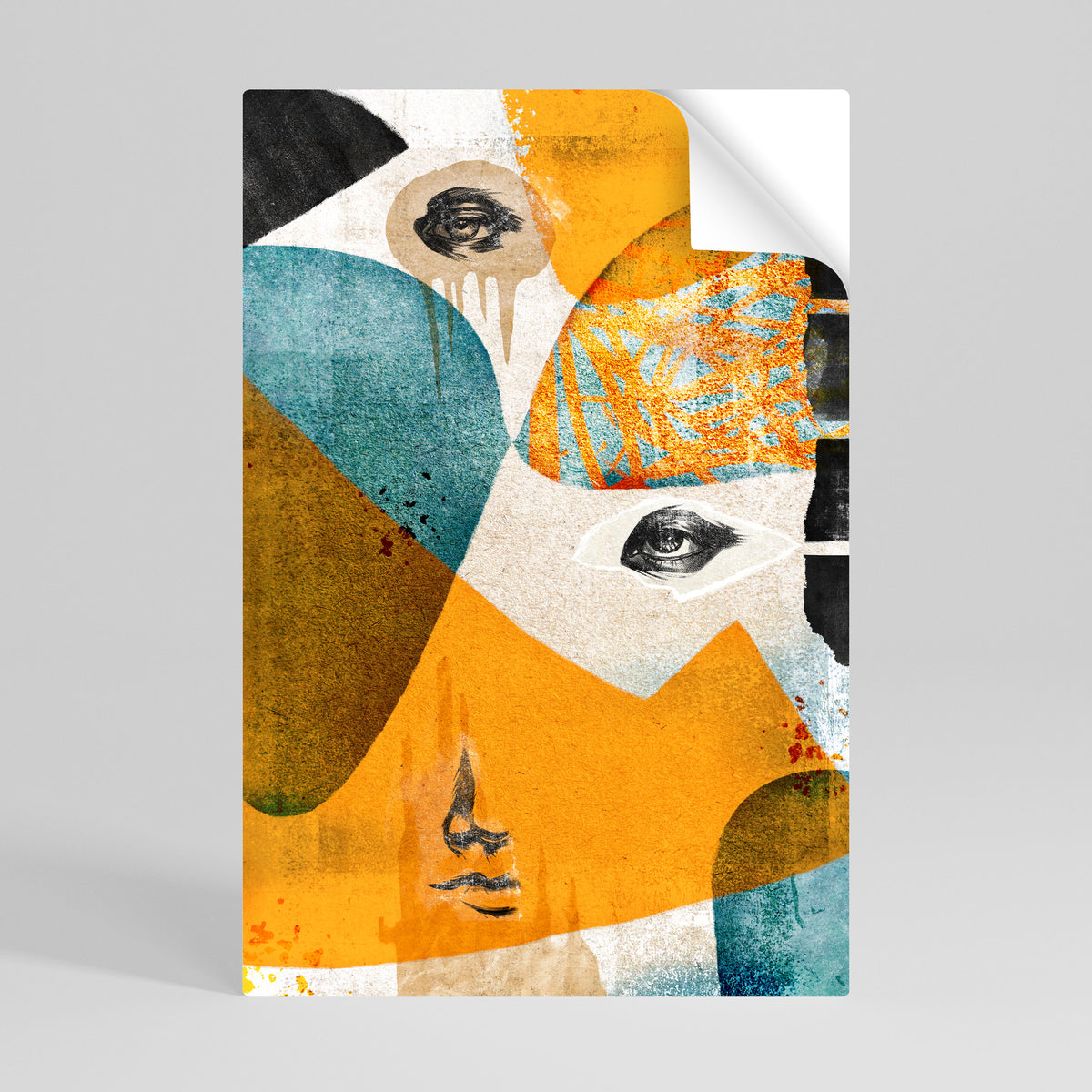 ABSTRACT FACES Póster adhesivo vertical