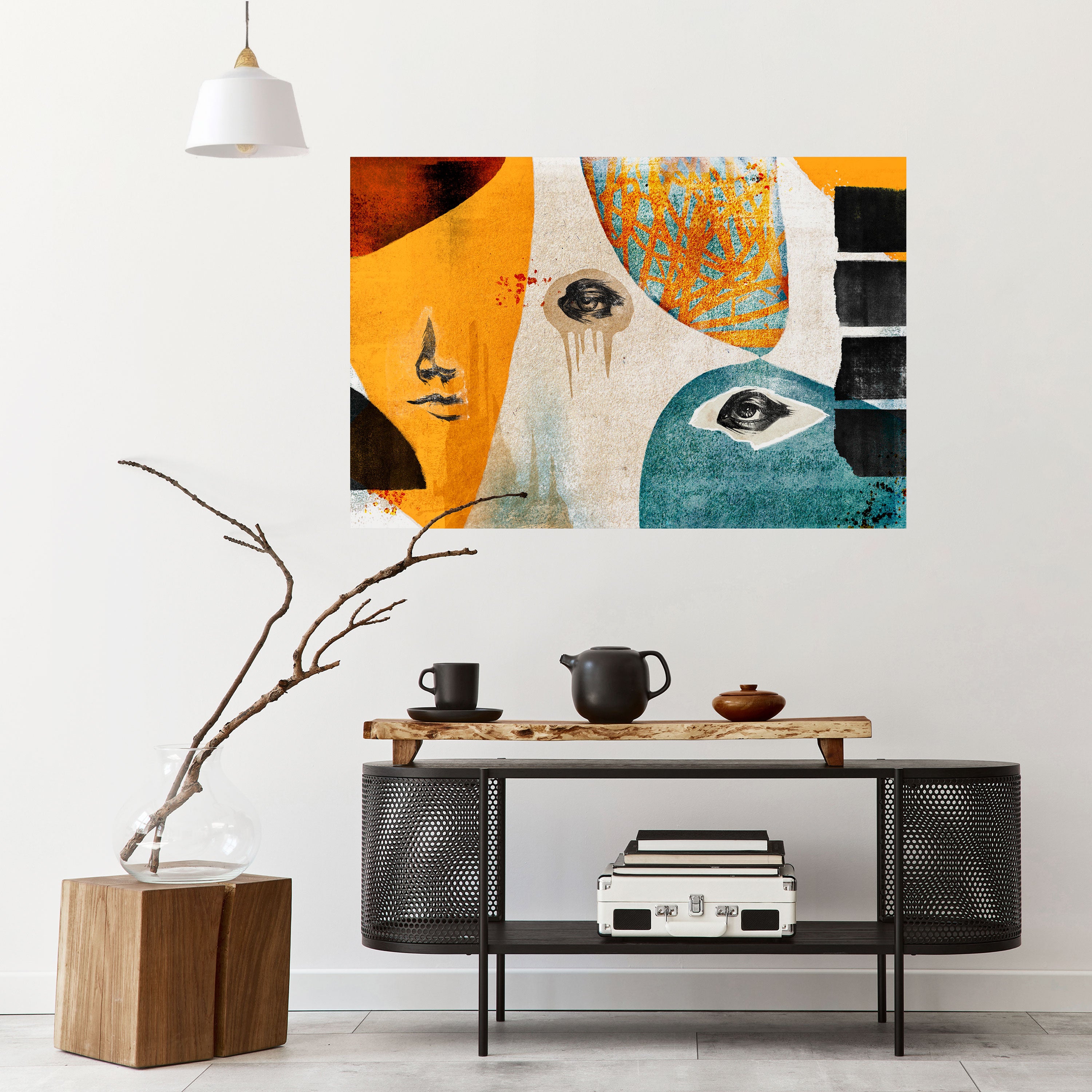 ABSTRACT FACES Peel and Stick Horizontal Poster
