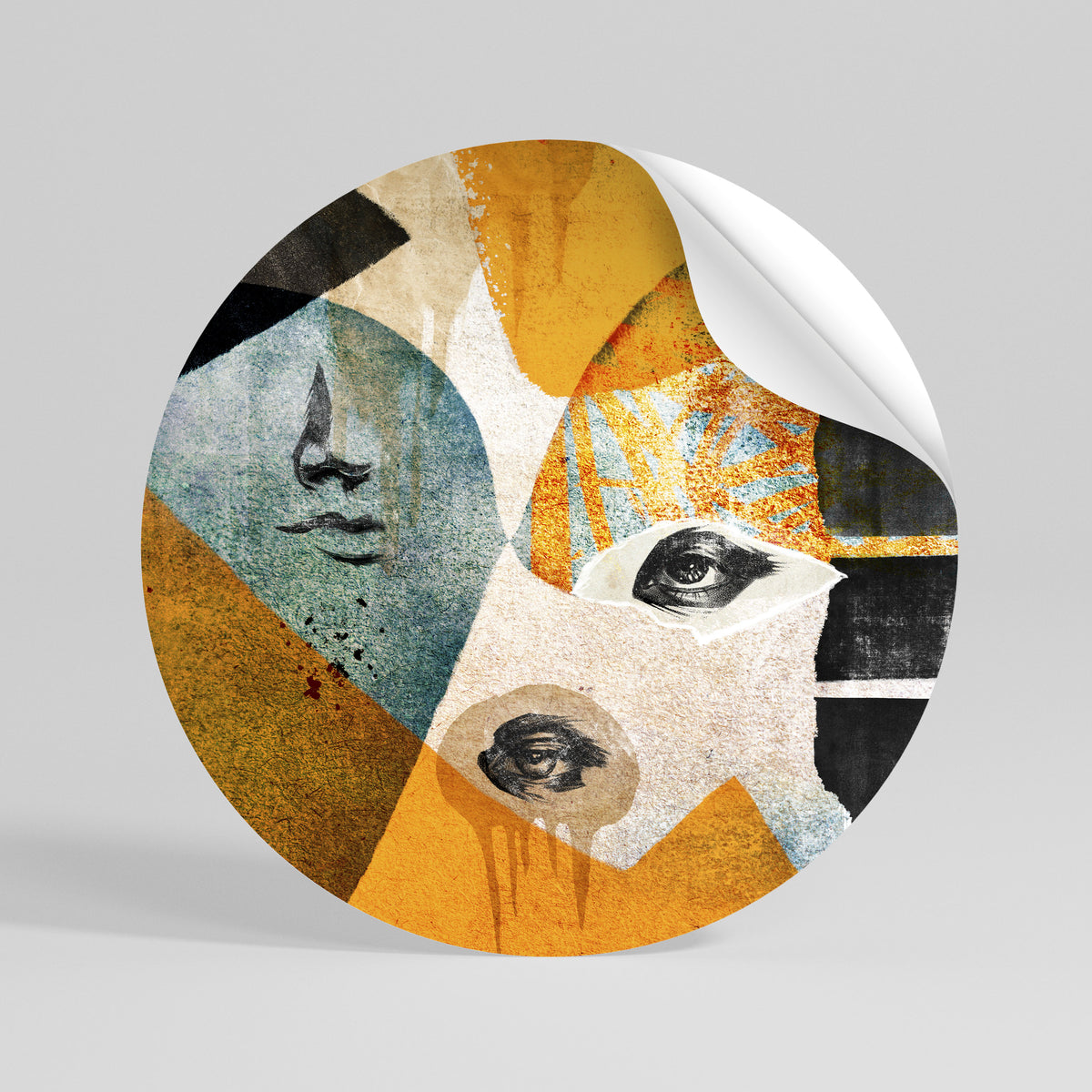 ABSTRACT FACES Vinilo adhesivo redondo
