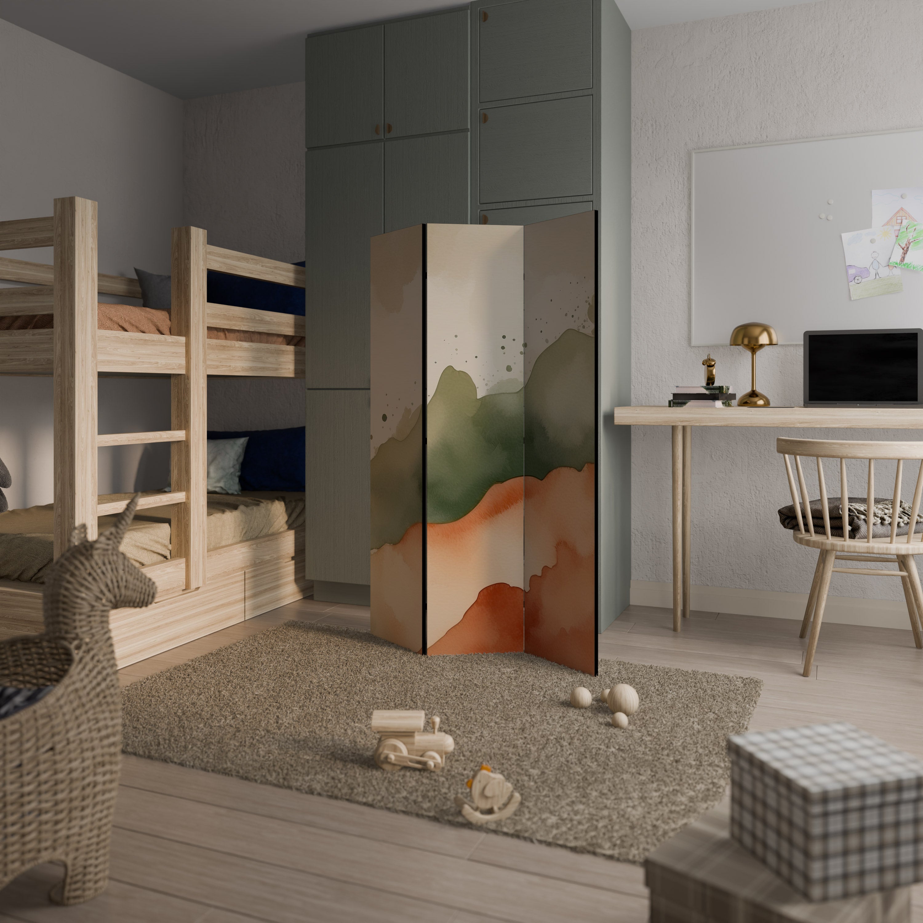 WATERCOLOUR PEAKS 3-Panel Room Divider