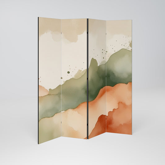 WATERCOLOUR PEAKS Biombo de 4 paneles