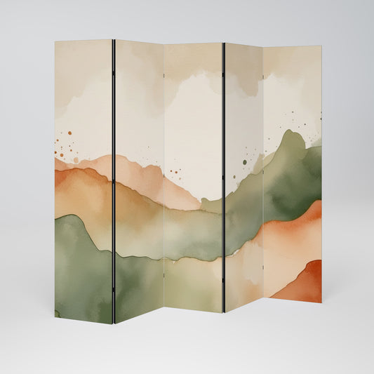 WATERCOLOUR PEAKS Biombo de 5 paneles