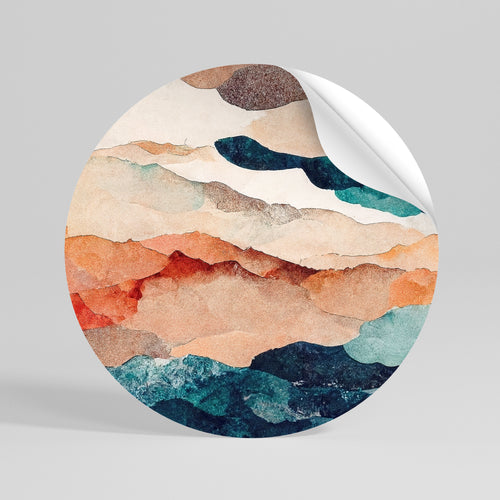 ABSTRACT LANDSCAPE Peel and Stick Round Sticker