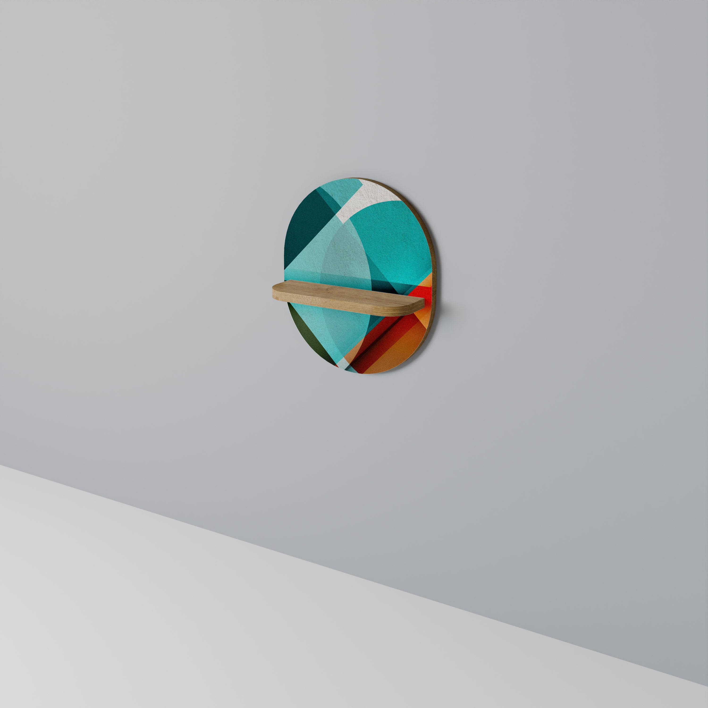 Estantería de arte ovalada CIRCULAR RHAPSODY con efecto roble