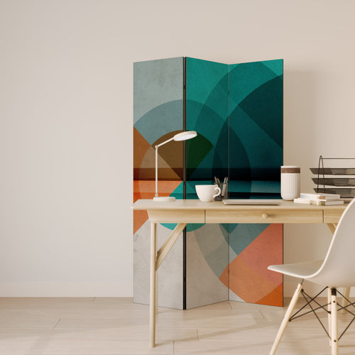 CIRCULAR RHAPSODY Biombo Decorativo de 3 Paneles