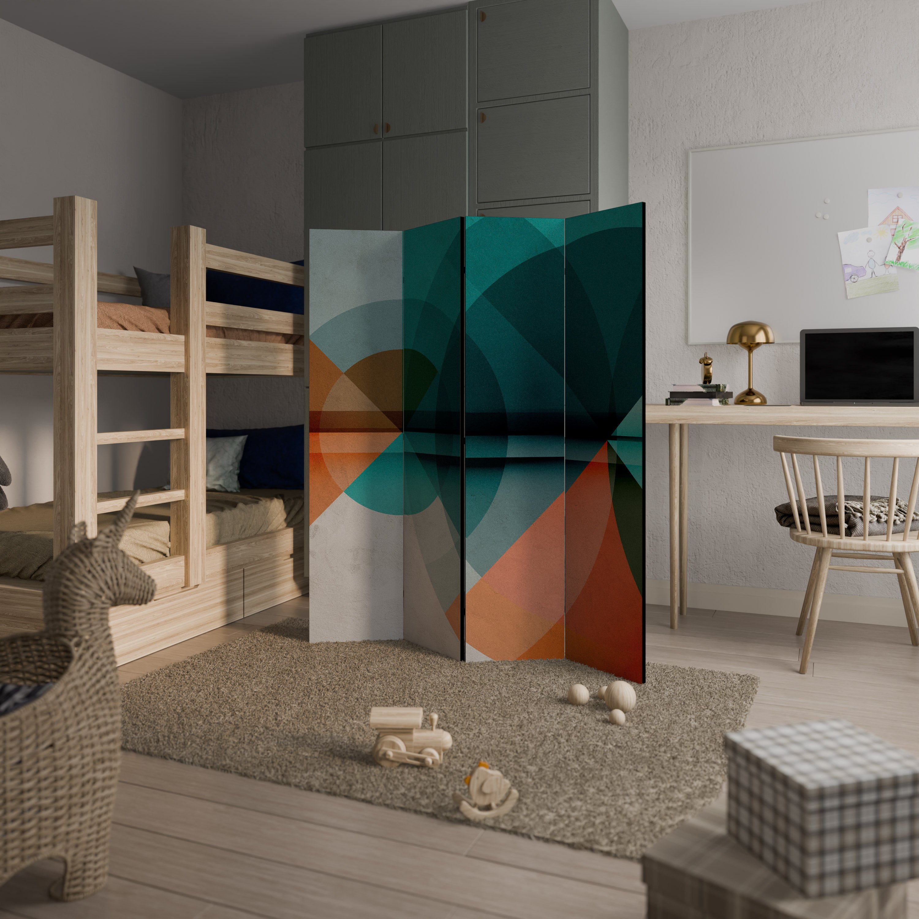 CIRCULAR RHAPSODY Biombo de 4 paneles