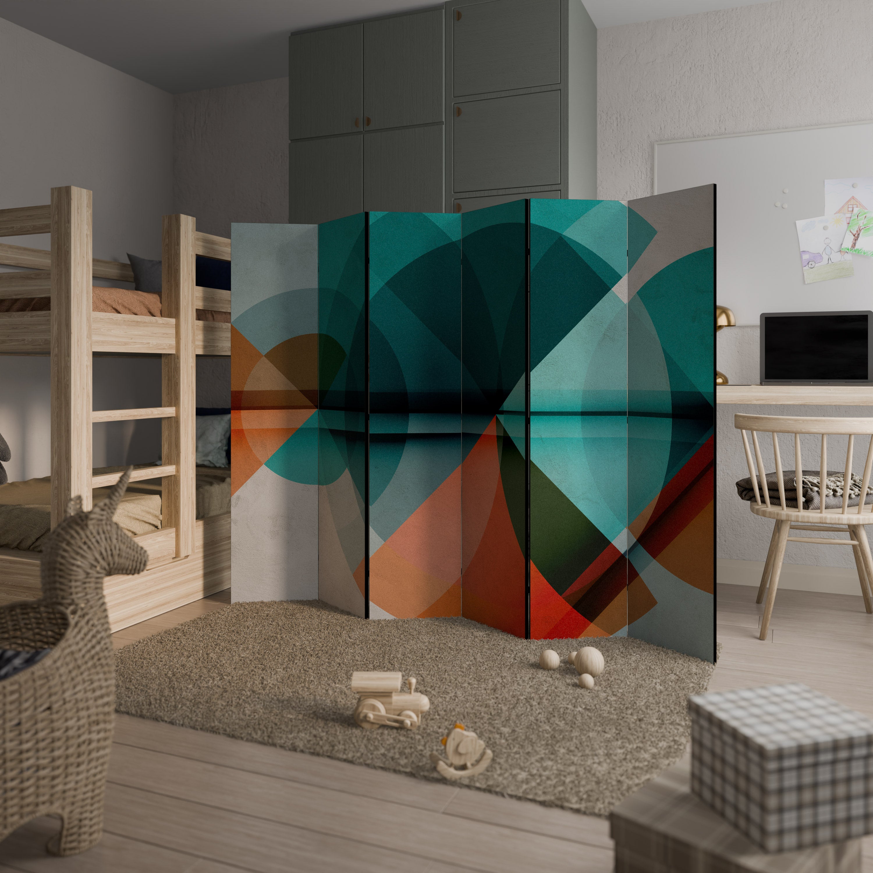 Biombo decorativo CIRCULAR RHAPSODY de 6 paneles