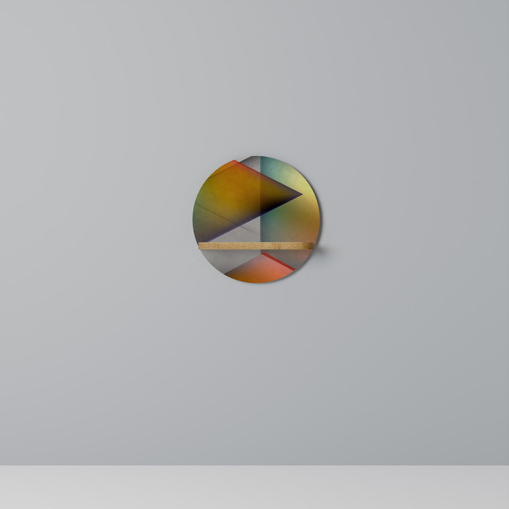 Estantería de arte redonda con efecto roble y nitidez penetrante