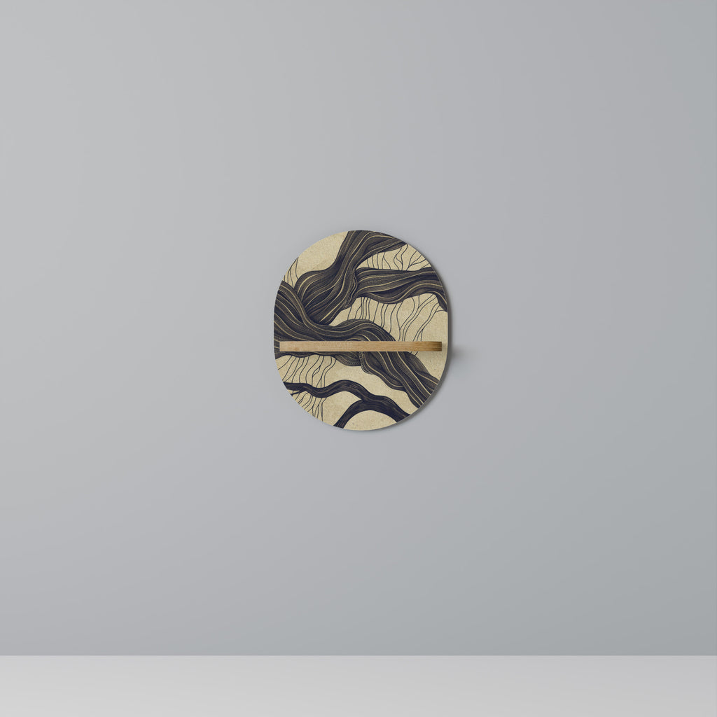 Estantería de arte ovalada UNFIED FRAGMENTS con efecto roble