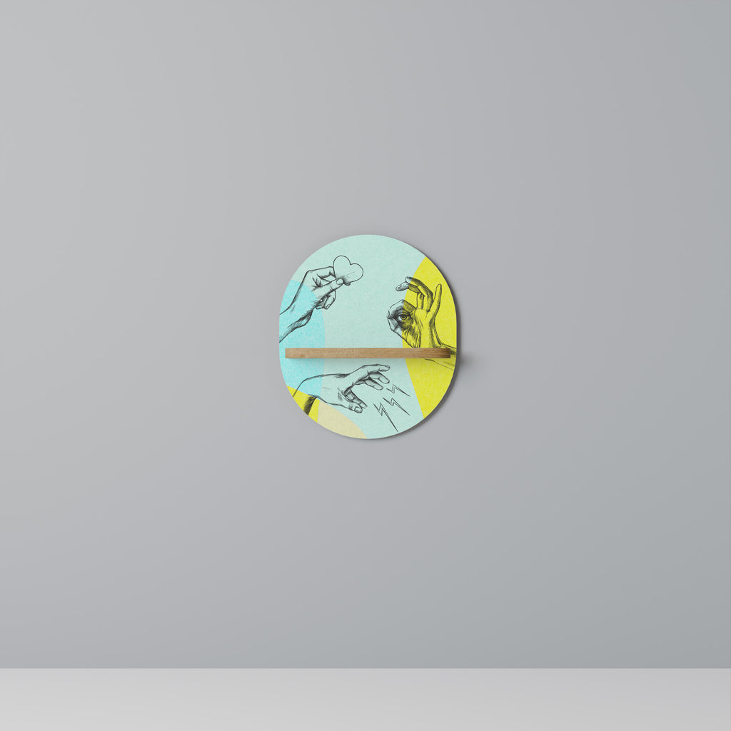 Estantería de arte ovalada BODY LANGUAGE con efecto roble