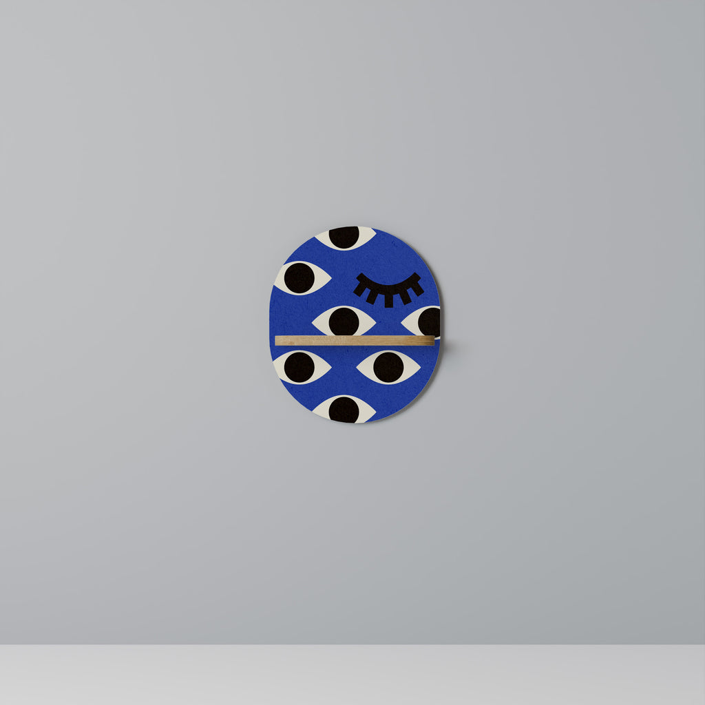 Estantería de arte ovalada GEOMETRIC EYES con efecto roble