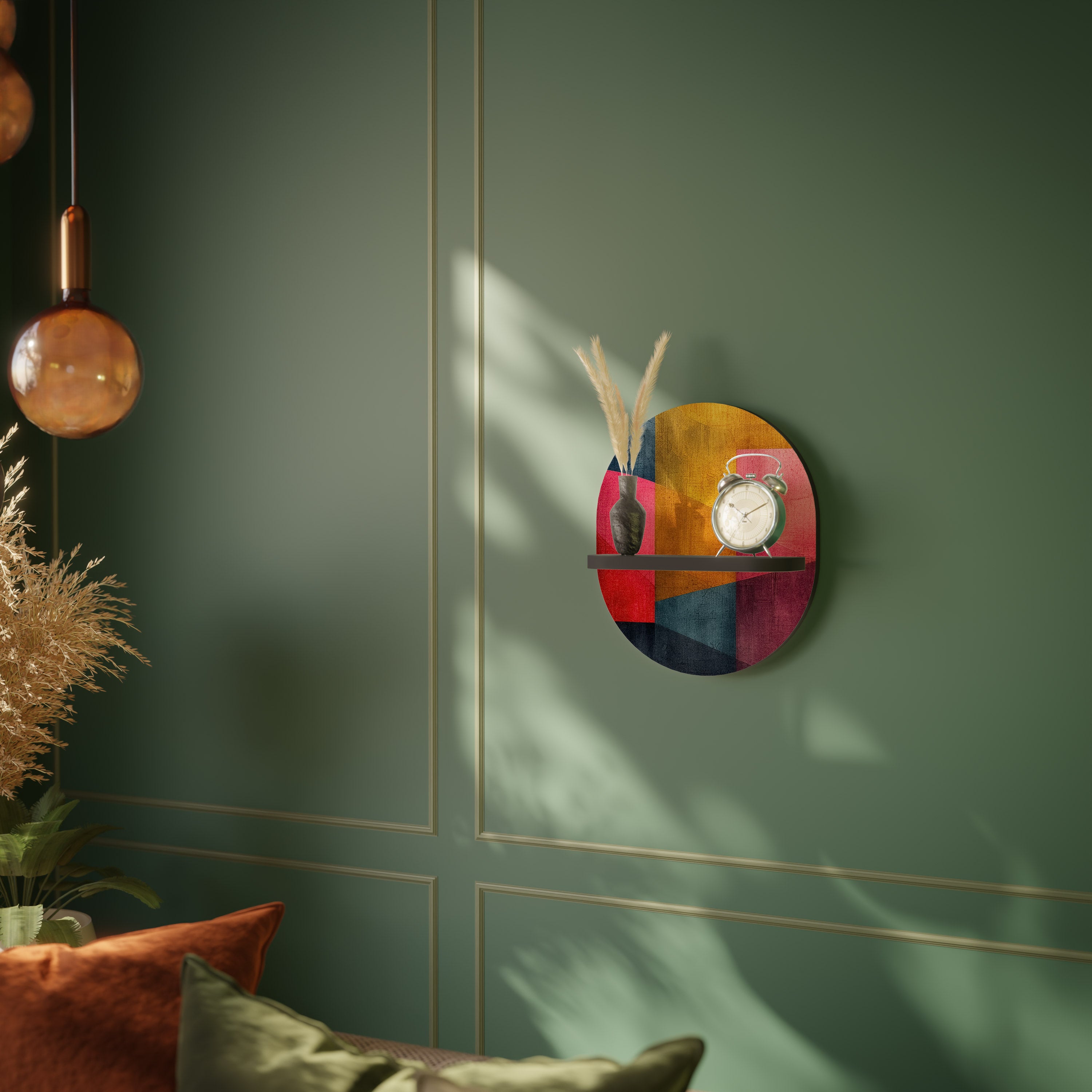 Estantería de arte ovalada SONIDOS COLORIDOS en acabado negro