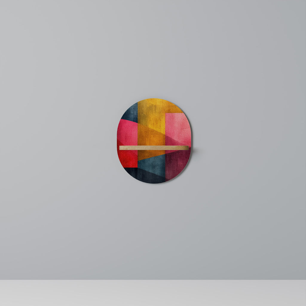 Estantería de arte ovalada SONIDOS COLORIDOS en efecto roble