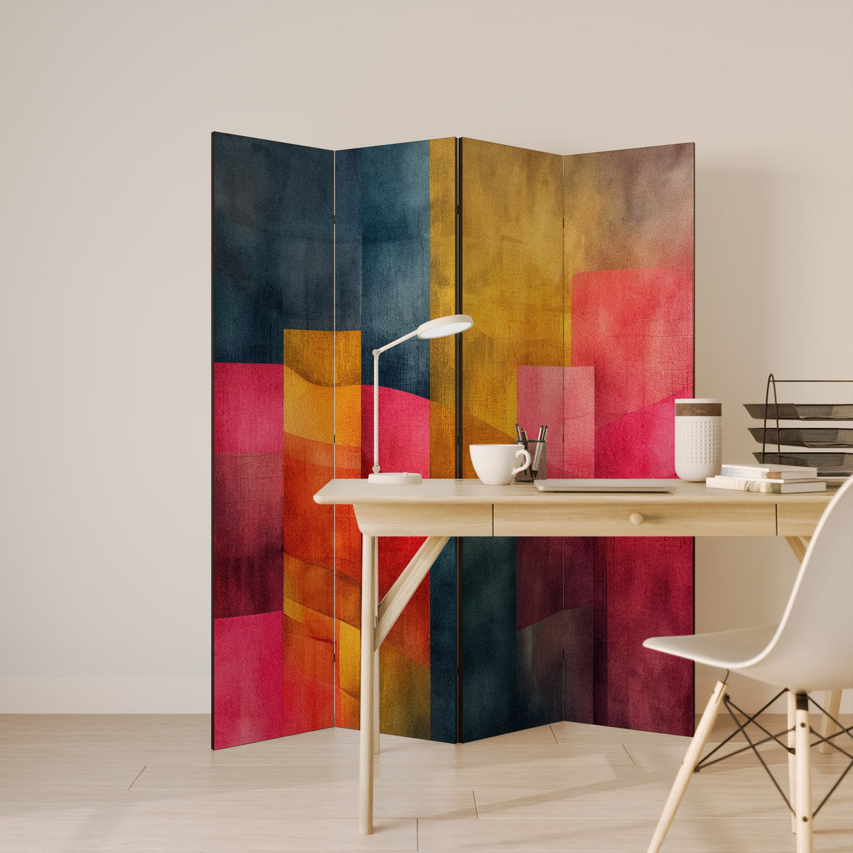 COLORFUL SOUNDS Biombo de 4 paneles