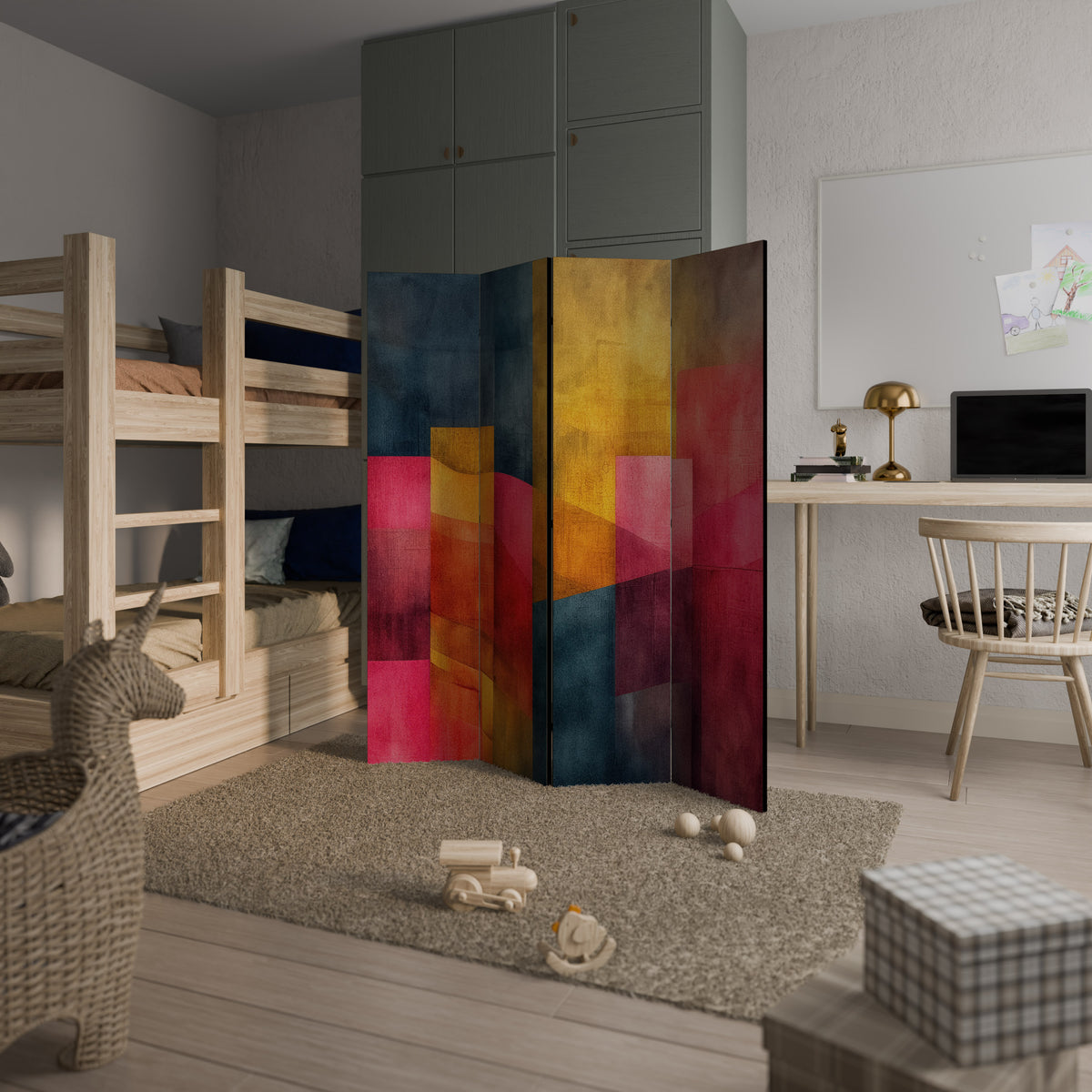 COLORFUL SOUNDS Biombo de 4 paneles