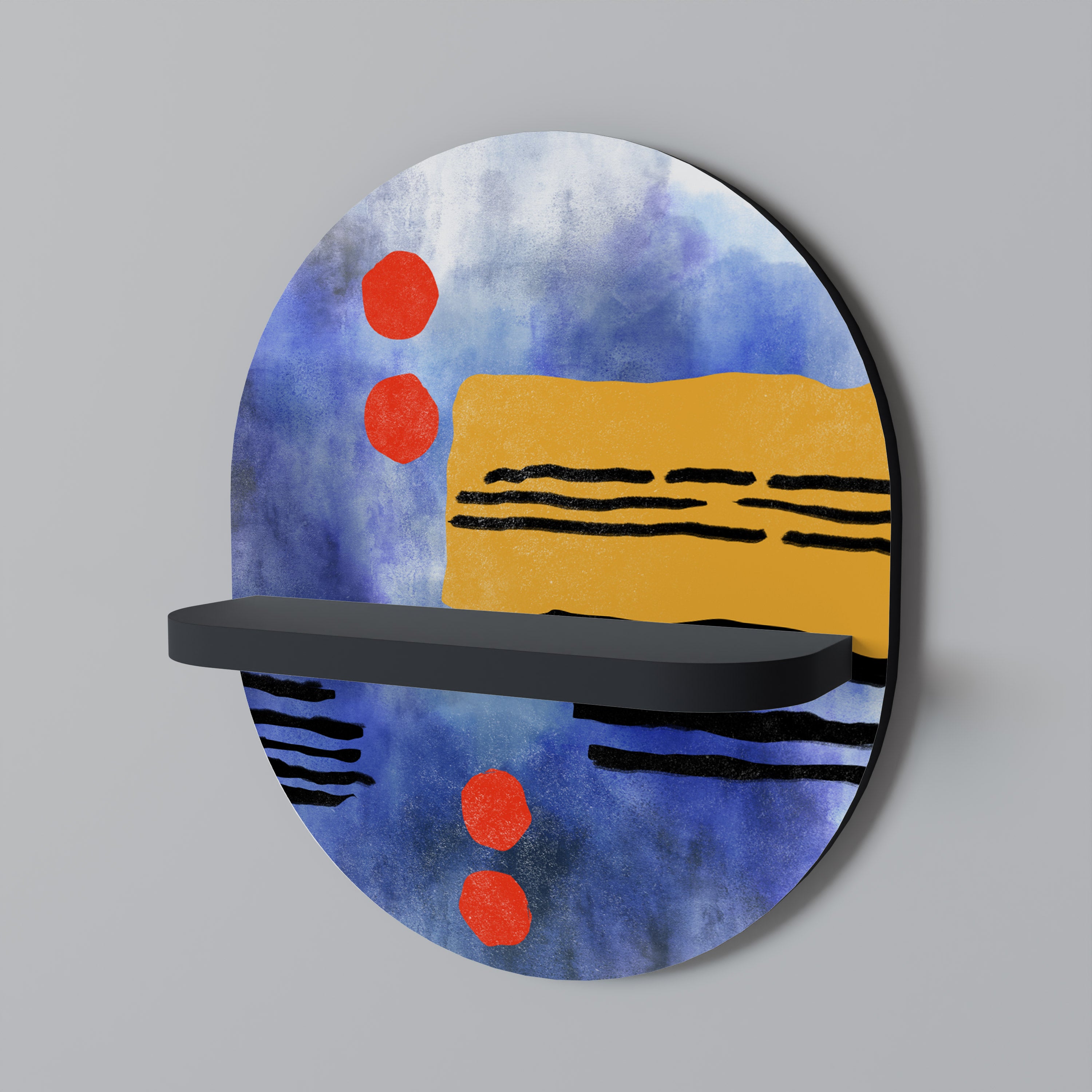 Estantería de arte ovalada NIGHTFALL VIBRANCE con acabado negro