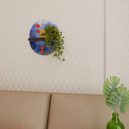 NIGHTFALL VIBRANCE Oval Art Shelf In Black Finish