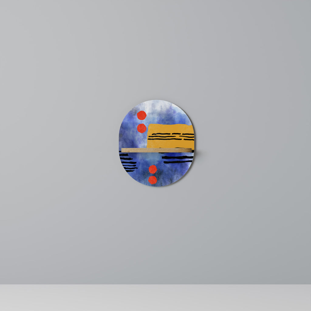 Estantería de arte ovalada NIGHTFALL VIBRANCE con efecto roble