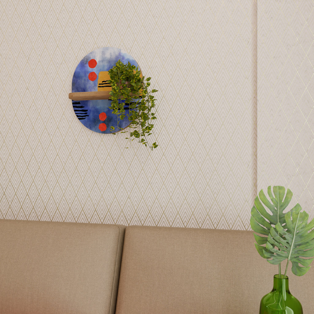 Estantería de arte ovalada NIGHTFALL VIBRANCE con efecto roble