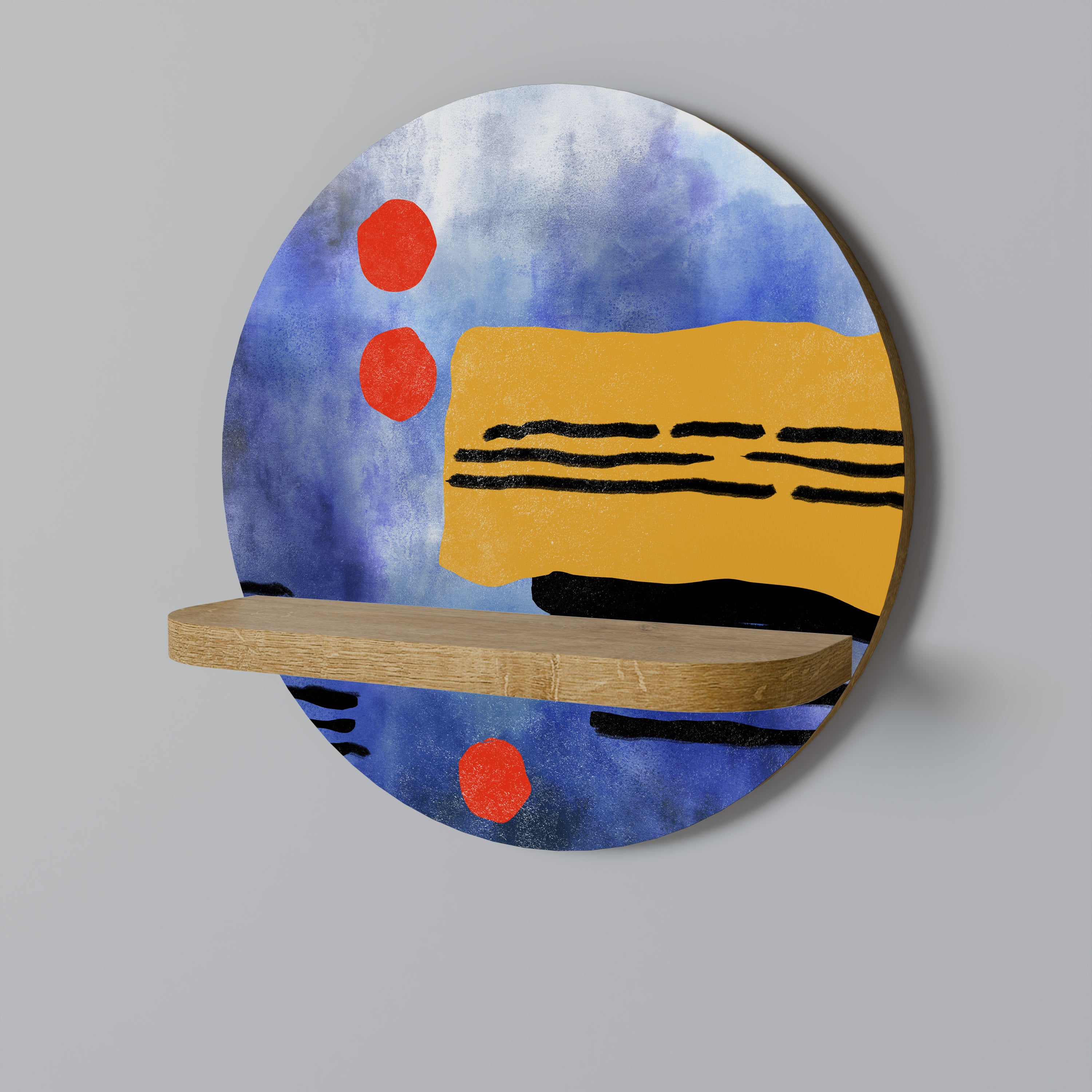 Estantería de arte redonda NIGHTFALL VIBRANCE con efecto roble