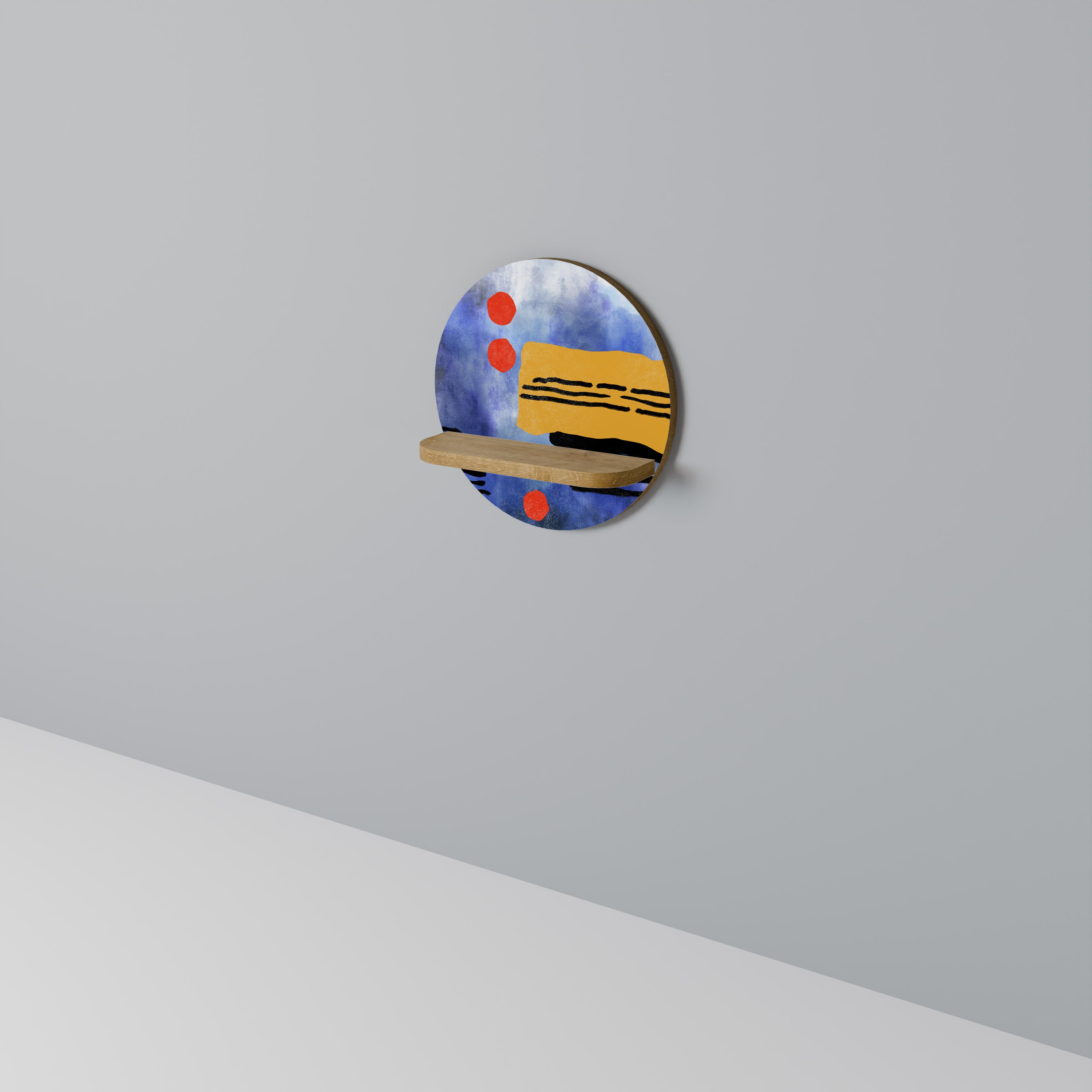 Estantería de arte redonda NIGHTFALL VIBRANCE con efecto roble