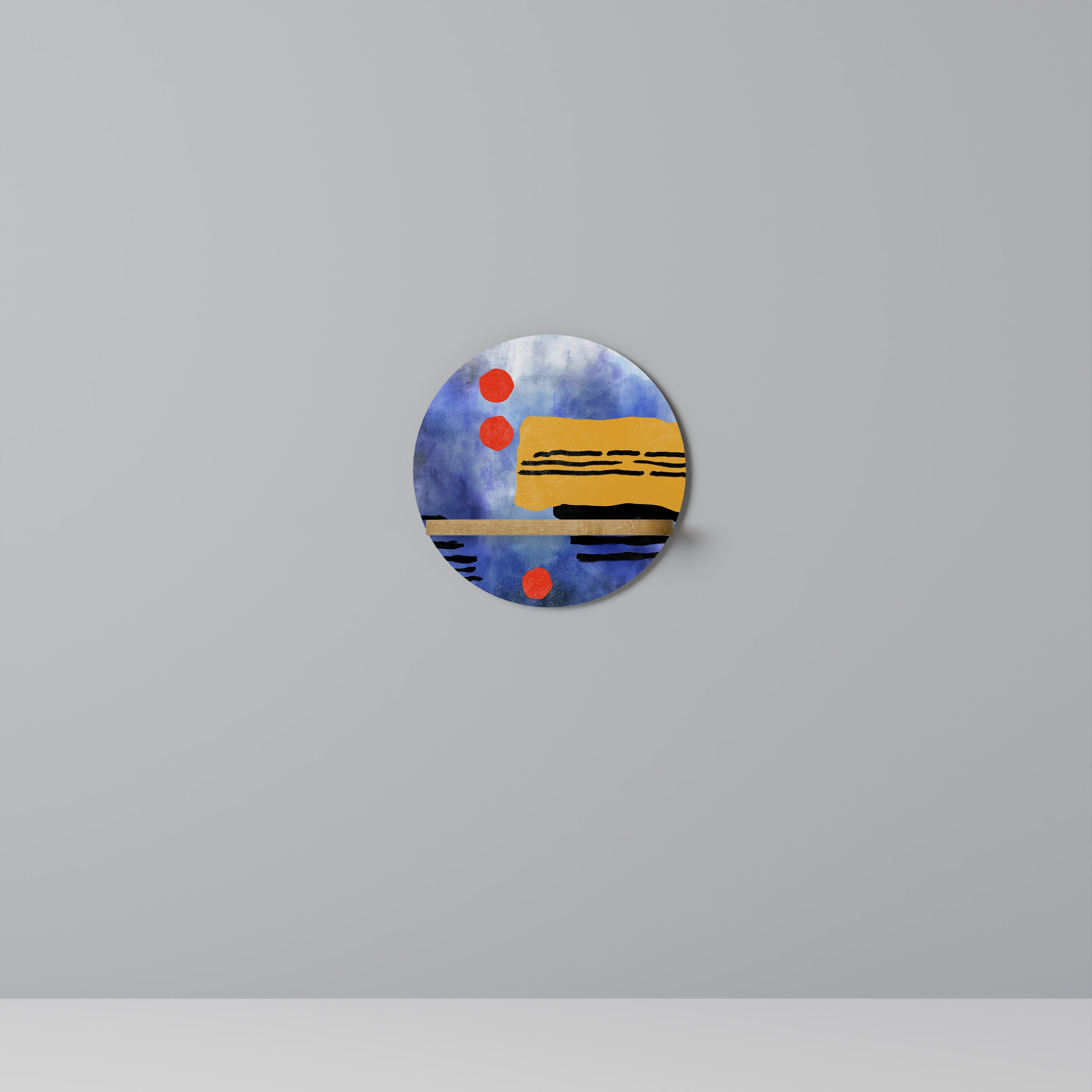 Estantería de arte redonda NIGHTFALL VIBRANCE con efecto roble