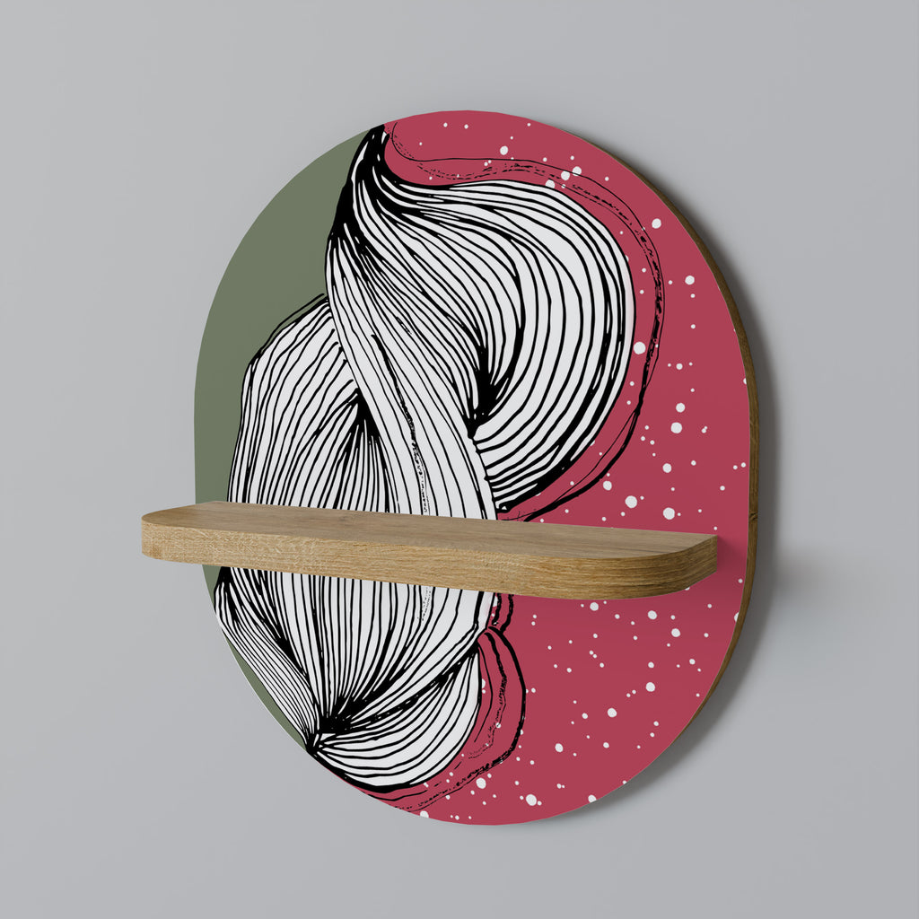 Estantería de arte ovalada BE TOGETHER con efecto roble