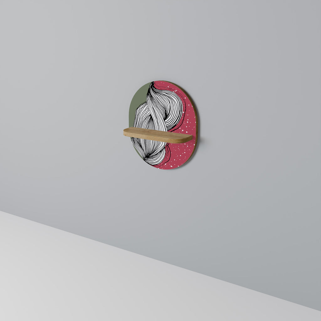 Estantería de arte ovalada BE TOGETHER con efecto roble