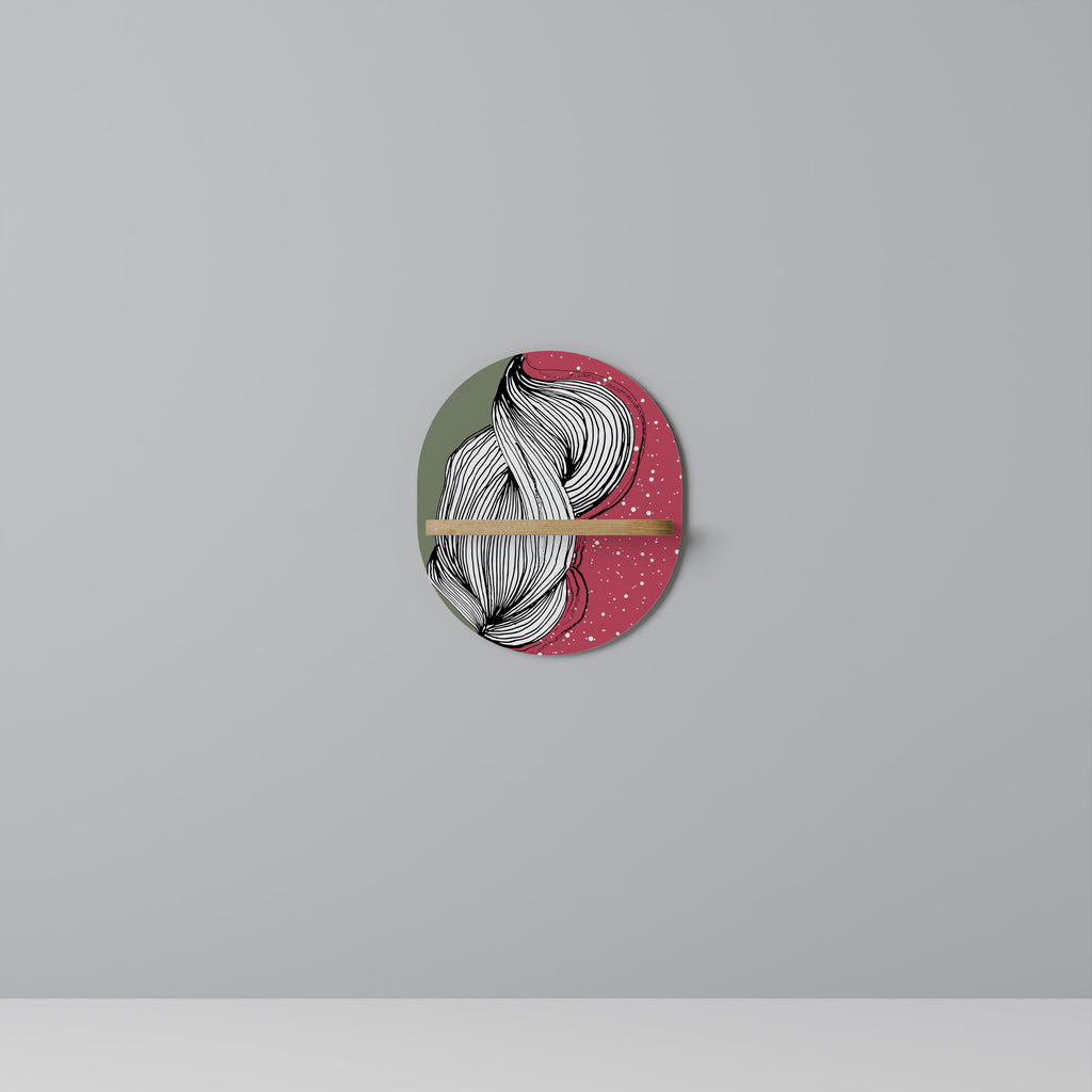 Estantería de arte ovalada BE TOGETHER con efecto roble