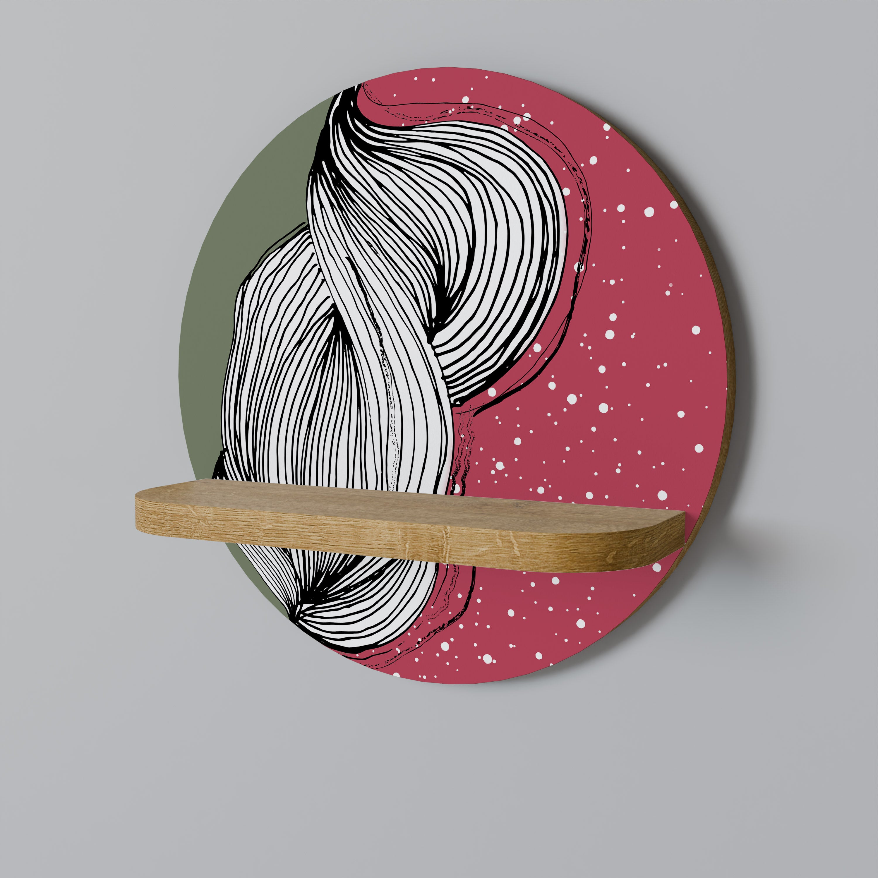 Estantería de arte redonda BE TOGETHER con efecto roble