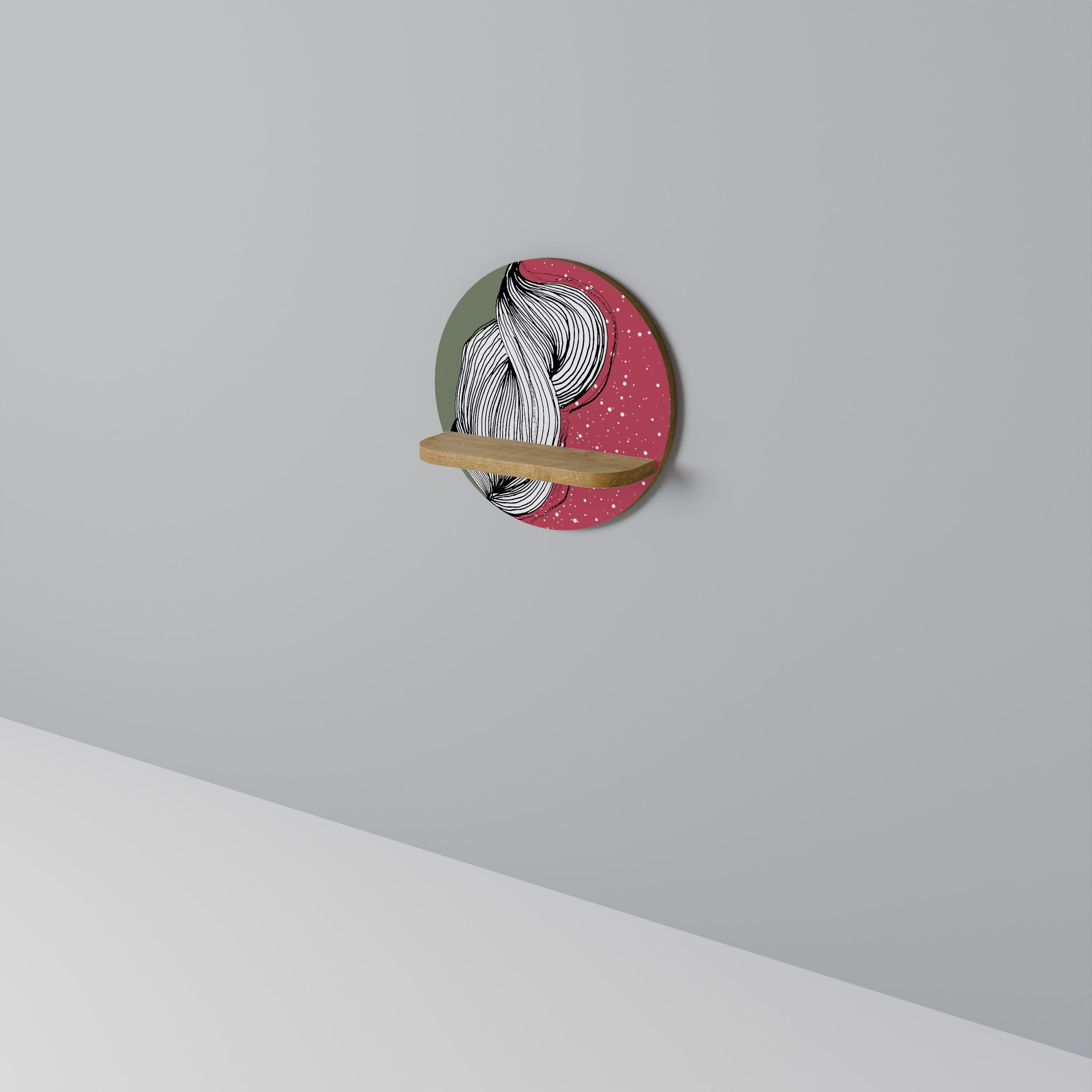 Estantería de arte redonda BE TOGETHER con efecto roble