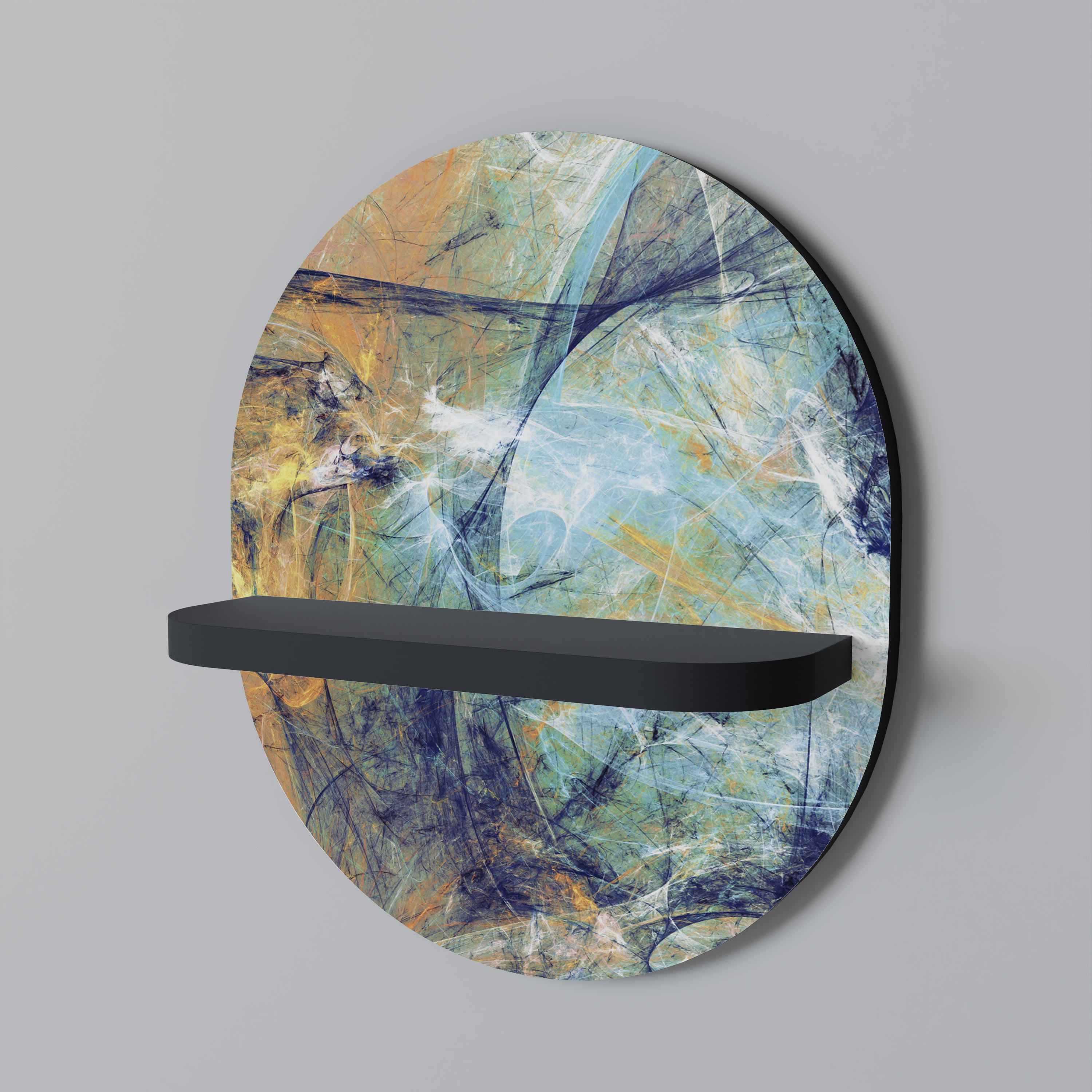 PENSAMIENTOS ABSTRACTOS Estantería de arte ovalada en acabado negro