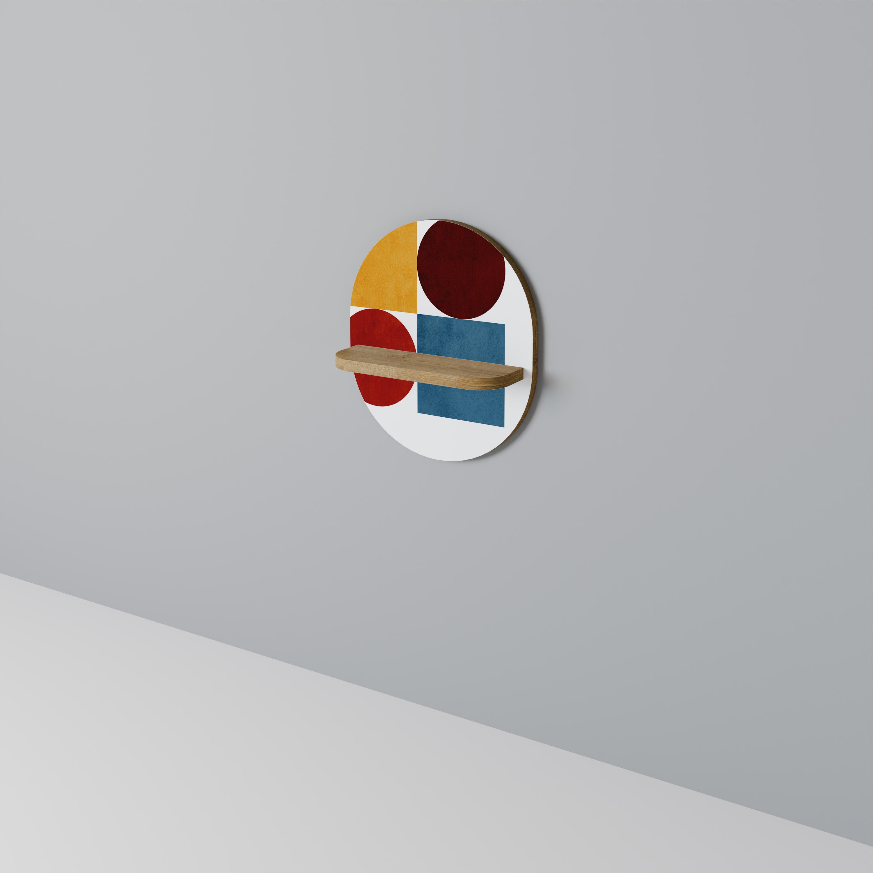 Estantería de arte ovalada con efecto roble ROMPECABEZAS GEOMÉTRICO