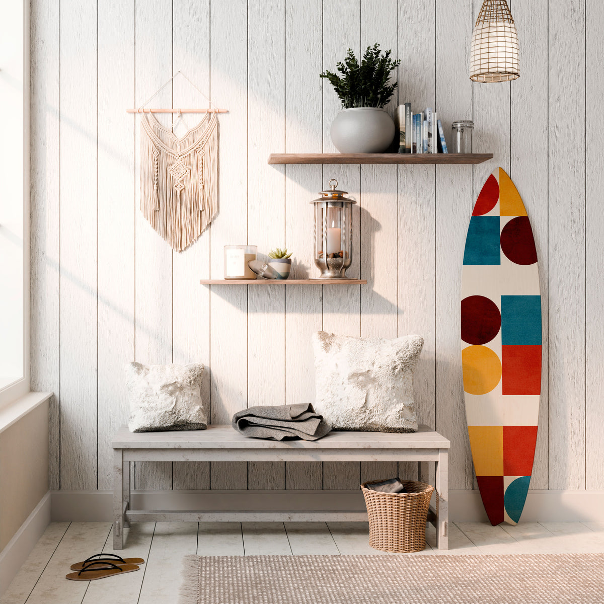 GEOMETRIC PUZZLE Panel decorativo de tabla de surf