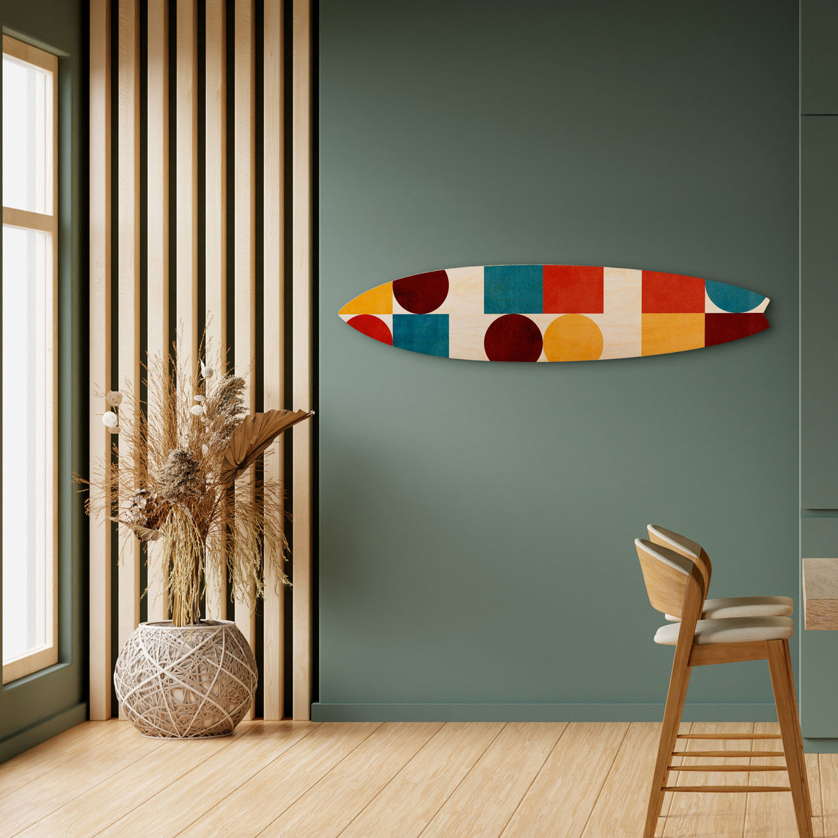 GEOMETRIC PUZZLE Panel decorativo de tabla de surf
