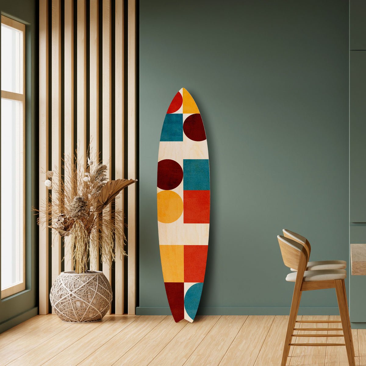 GEOMETRIC PUZZLE Panel decorativo de tabla de surf