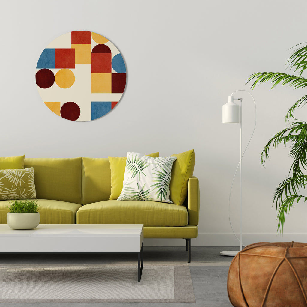 GEOMETRIC PUZZLE Round Wall Art