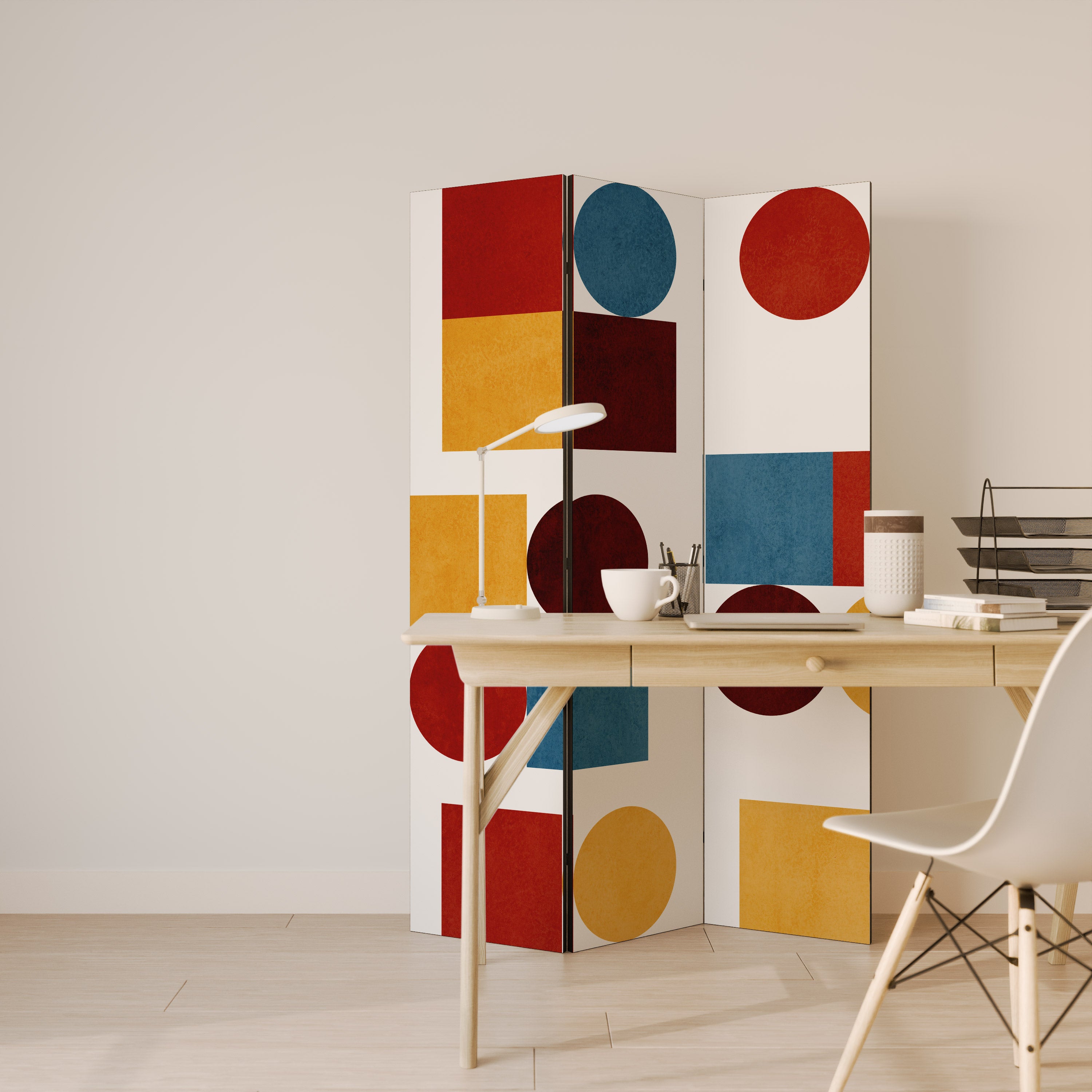 GEOMETRIC PUZZLE 3-Panel Room Divider