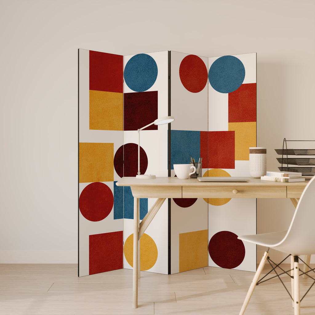 GEOMETRIC PUZZLE Decorative 4-Panel Room Divider