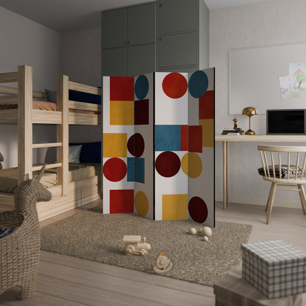GEOMETRIC PUZZLE Decorative 4-Panel Room Divider