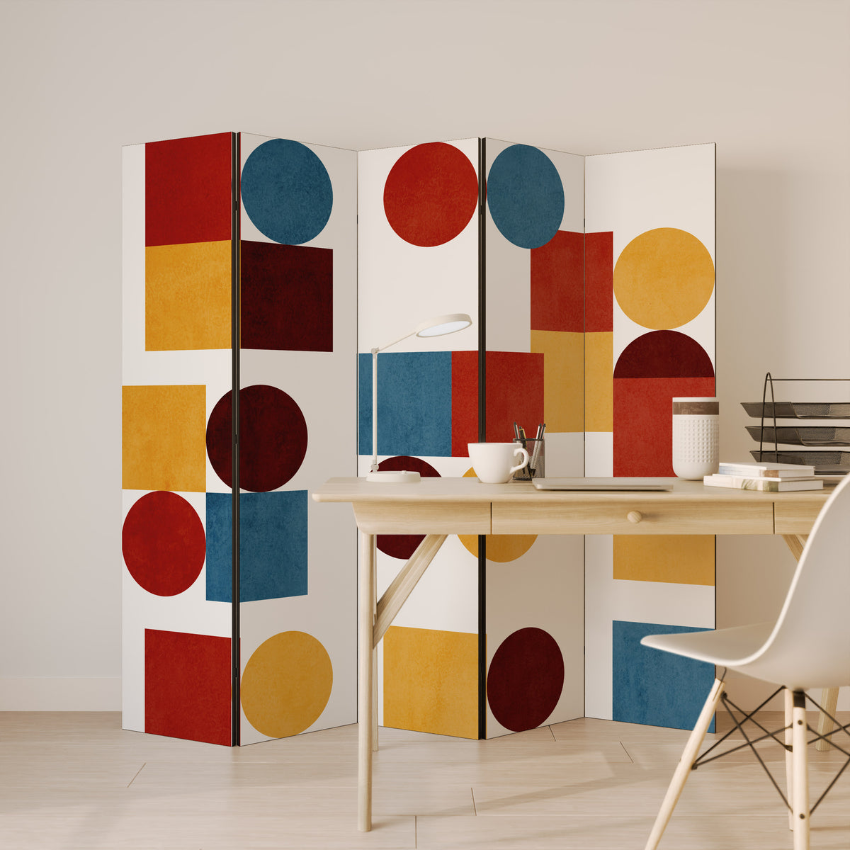 GEOMETRIC PUZZLE Biombo de 5 paneles