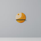 ORANGE ARRANGEMENT Round Art Shelf In Black Finish