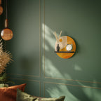 ORANGE ARRANGEMENT Round Art Shelf In Black Finish