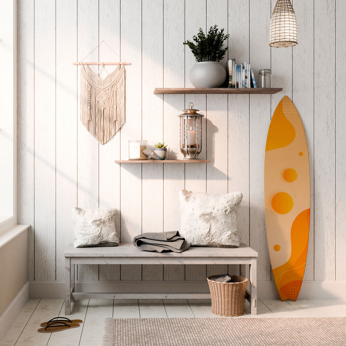 ORANGE ARRANGEMENT Panel decorativo de tabla de surf