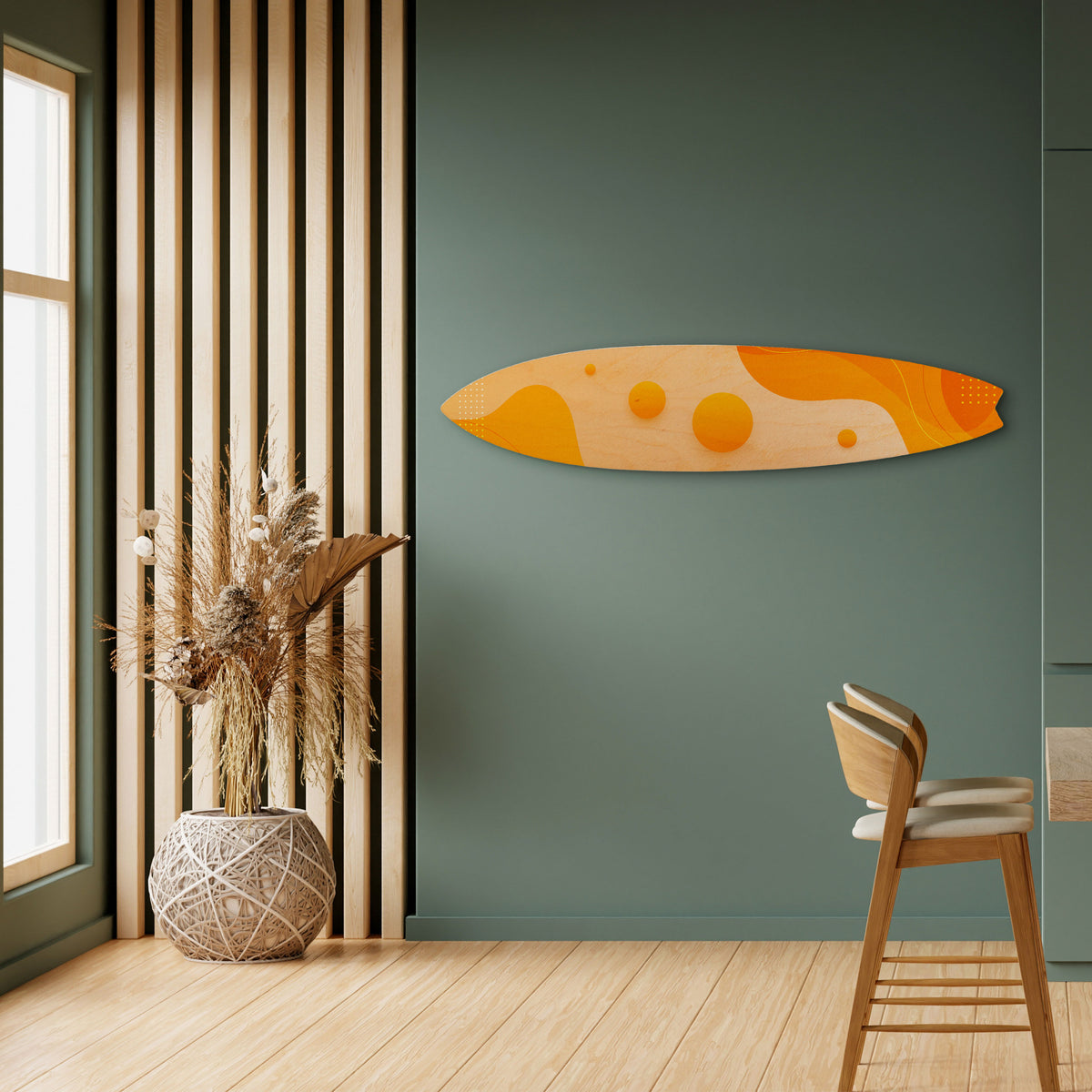 ORANGE ARRANGEMENT Panel decorativo de tabla de surf