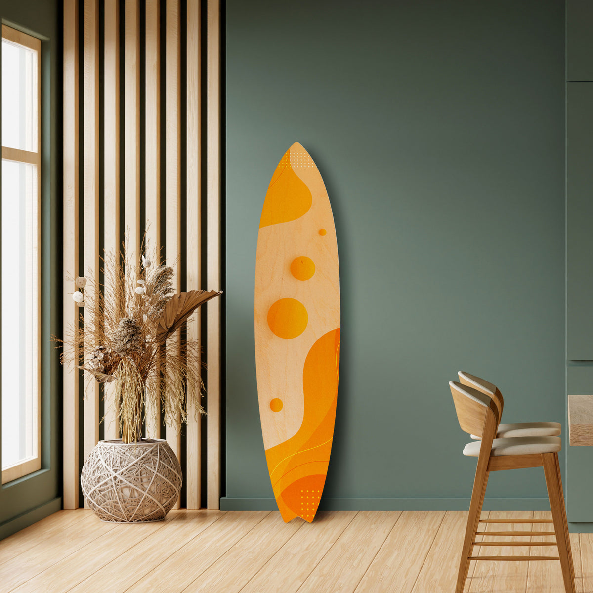 ORANGE ARRANGEMENT Panel decorativo de tabla de surf